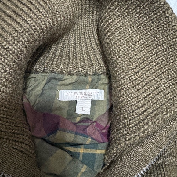 Burberry Brit Olive Green Knit Sweater with Toggle Buttons - Picture 2 of 9